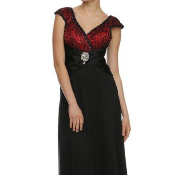 V-Neck Cap Sleeve A-Line Prom Dress JT1227 - Picture 1 of 3